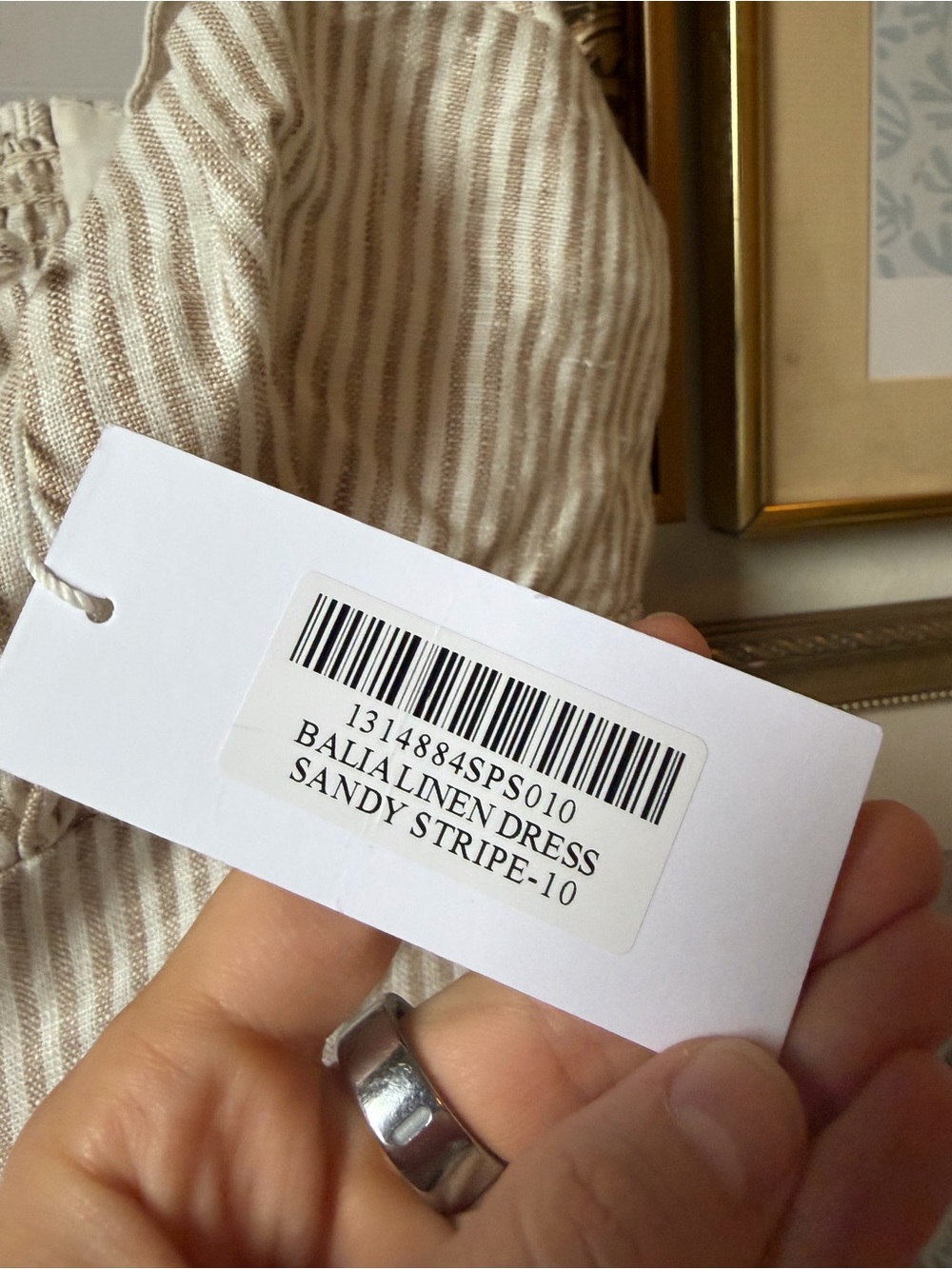 NWT Reformation Balia Linen Dress Striped Beige 10 - Picture 8 of 8